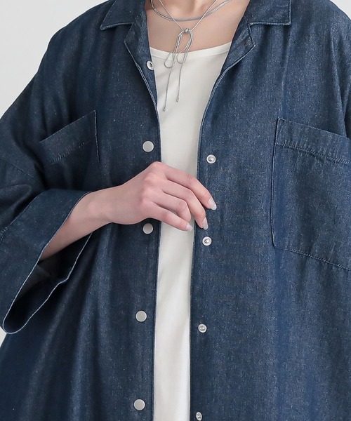 n'OrLABEL（ノアールレーベル）の「『オープンカラーデニムワンピース』（シャツワンピース・レディース・ネイビー/ライトベージュ/ブルー・FREE）」の13枚目の写真