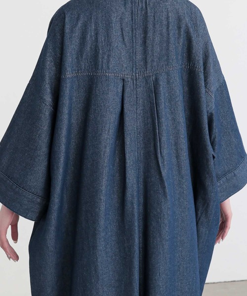 n'OrLABEL（ノアールレーベル）の「『オープンカラーデニムワンピース』（シャツワンピース・レディース・ネイビー/ライトベージュ/ブルー・FREE）」の14枚目の写真