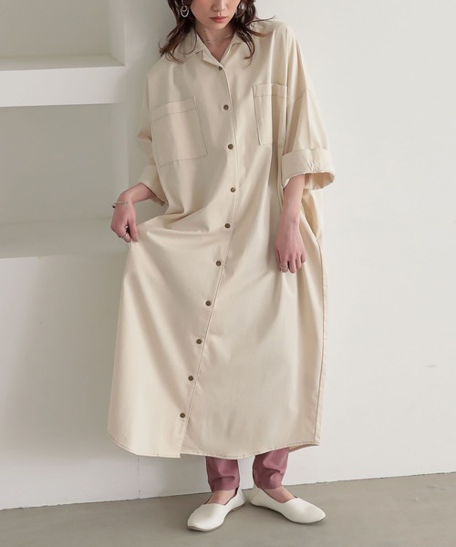 n'OrLABEL（ノアールレーベル）の「『オープンカラーデニムワンピース』（シャツワンピース・レディース・ネイビー/ライトベージュ/ブルー・FREE）」の18枚目の写真