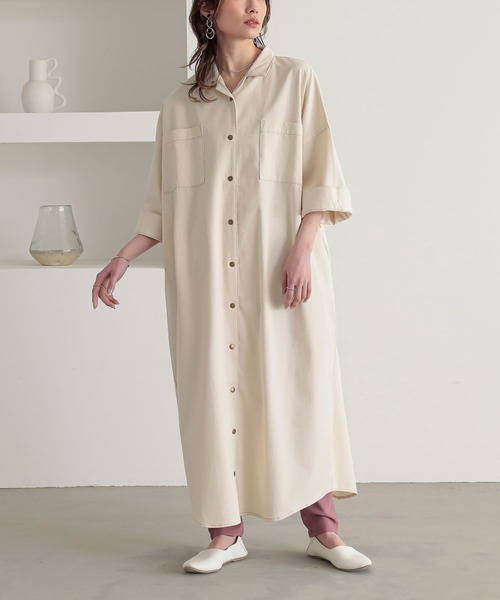 n'OrLABEL（ノアールレーベル）の「『オープンカラーデニムワンピース』（シャツワンピース・レディース・ネイビー/ライトベージュ/ブルー・FREE）」の19枚目の写真