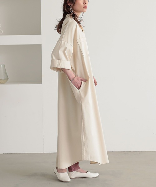 n'OrLABEL（ノアールレーベル）の「『オープンカラーデニムワンピース』（シャツワンピース・レディース・ネイビー/ライトベージュ/ブルー・FREE）」の20枚目の写真