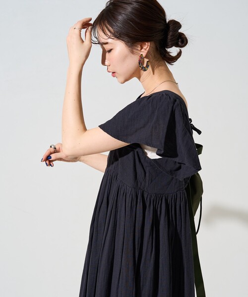 FREAK'S STORE フリークスストア Wガーゼバックリボンワンピース FREAK'S STORE フリークスストア Wガーゼバックリボンワンピース