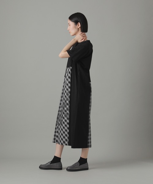 【美品】ZUCCa ズッカ 25SS サッカーチェックジャージィー ワンピース ZUCCa / S サッカーチェックジャージィー / ワンピース(M black