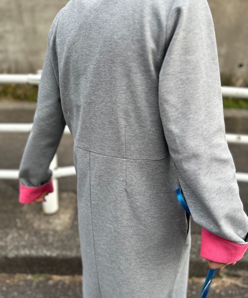 mi via loca(ミヴィアロカ)の「配色 Wフェイス ヘンリーネック ロングワンピース(ワンピース・レディース・ブルー/トップグレー/スミクロ・FREE)」の7枚目の写真