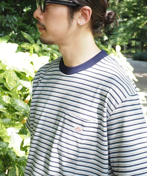 DANTON（ダントン）の「DANTON / SHORT SLEEVE POCKET T-SHIRT STRIPE（Tシャツ/カットソー・メンズ・ブラック/アイボリー/ネイビー・SMALL/MEDIUM/LARGE/X-LARGE）」の3枚目の写真