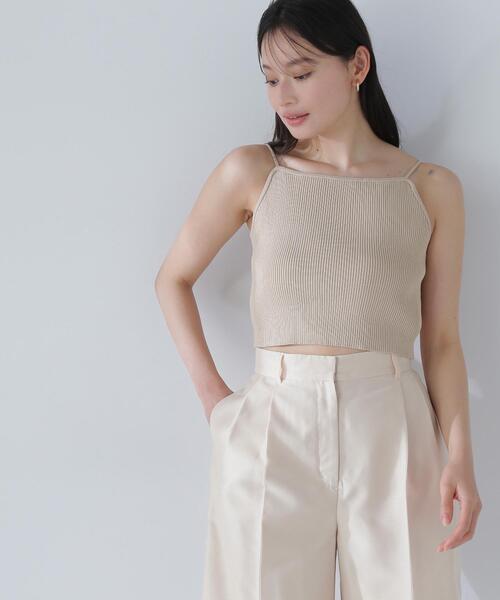 NATURAL BEAUTY BASIC(ナチュラルビューティーベーシック)の「◇クロップドニットキャミビスチェ(キャミソール・レディース・ベージュ/ブラック/オフホワイト・FREE)」の3枚目の写真