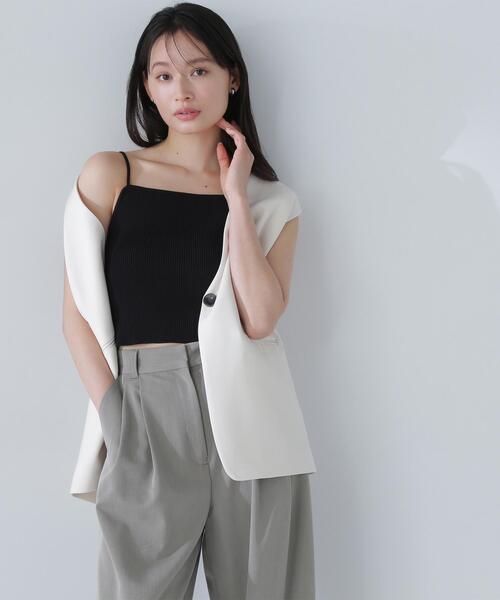 NATURAL BEAUTY BASIC(ナチュラルビューティーベーシック)の「◇クロップドニットキャミビスチェ(キャミソール・レディース・ベージュ/ブラック/オフホワイト・FREE)」の2枚目の写真