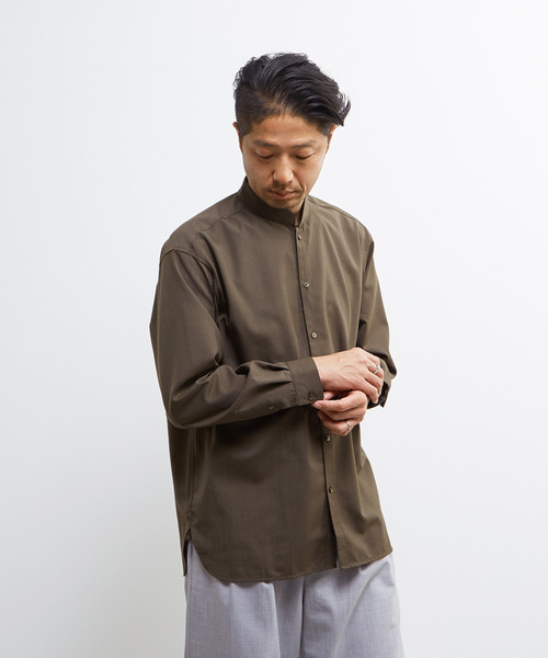MEN'S MELROSE(メンズメルローズ)の「TWトロピカルスタンドカラーオーバーシャツ(シャツ/ブラウス・メンズ・ネイビー/カーキ/ライトグレー・2/4/3)」の3枚目の写真