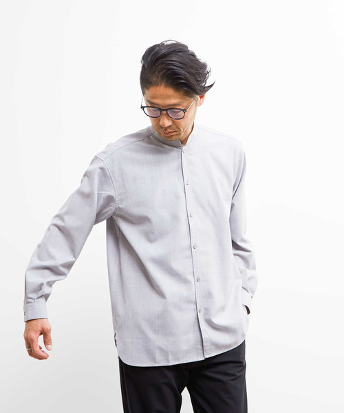 MEN'S MELROSE(メンズメルローズ)の「TWトロピカルスタンドカラーオーバーシャツ(シャツ/ブラウス・メンズ・ネイビー/カーキ/ライトグレー・2/4/3)」の2枚目の写真