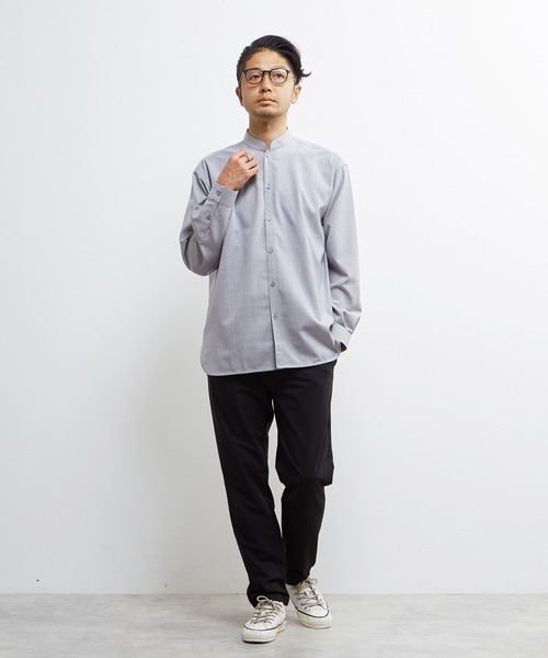 MEN'S MELROSE(メンズメルローズ)の「TWトロピカルスタンドカラーオーバーシャツ(シャツ/ブラウス・メンズ・ネイビー/カーキ/ライトグレー・2/4/3)」の20枚目の写真