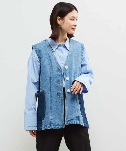 Soffitto｜デニムツイード見え加工ベスト | Rakuten Fashion