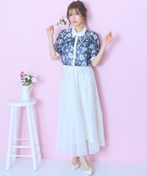 marun(マルン)の「<大きいサイズ>オリジナル柄配色ブラウス marun(シャツ/ブラウス・レディース・ネイビー系/ピンク系・L/5L/4L/3L/LL)」の21枚目の写真