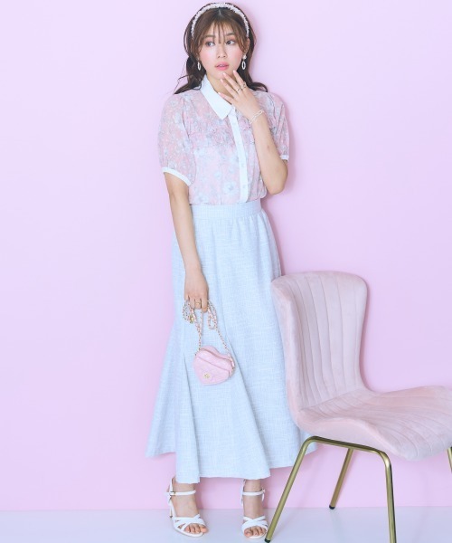 marun(マルン)の「<大きいサイズ>オリジナル柄配色ブラウス marun(シャツ/ブラウス・レディース・ネイビー系/ピンク系・L/5L/4L/3L/LL)」の18枚目の写真