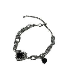 XU（エックスユー）の「【Never mind the XU】heart drop chain bracelet / 【ネバーマインド ザ エックスユー】ハートドロップチェーンブレスレットシルバーブレスレット（ブレスレット）」