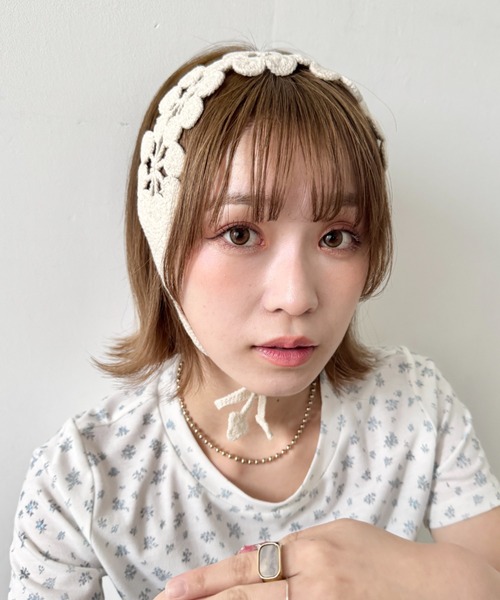 【国内発送/関税込!】LELET NY★クロシェ カチューム ヘアバンド セール】クロシェ編みフラワーヘッドバンド（ヘアバンド