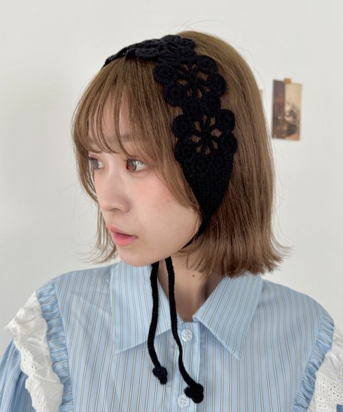 lululemon☆ コットンクロシェ・ヘアーバンド セール】クロシェ編みフラワーヘッドバンド(ヘアバンド