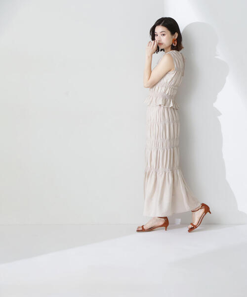 NATURAL BEAUTY BASIC（ナチュラルビューティーベーシック）の「◇シャーリングブラウス＆スカート（ワンピース・レディース・ブラウン/ベージュ・P/S/MEDIUM）」の17枚目の写真