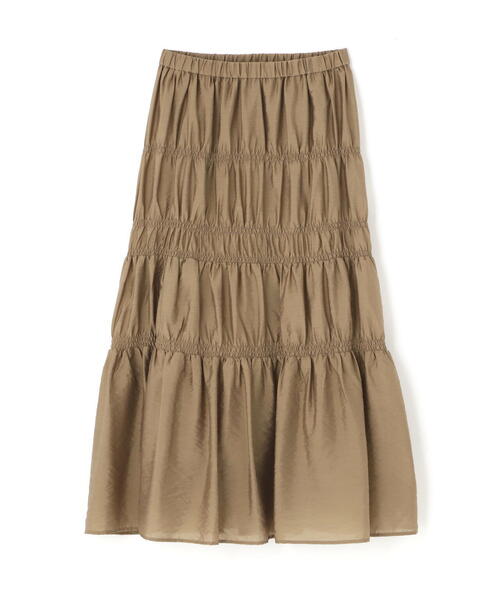 NATURAL BEAUTY BASIC（ナチュラルビューティーベーシック）の「◇シャーリングブラウス＆スカート（ワンピース・レディース・ブラウン/ベージュ・P/S/MEDIUM）」の9枚目の写真