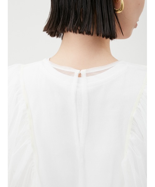 Mila Owen（ミラオーウェン）の「ボリュームスリーブチュールレイヤードトップス（Tシャツ/カットソー・レディース・ブラック/ホワイト/モカ・0/1）」の15枚目の写真