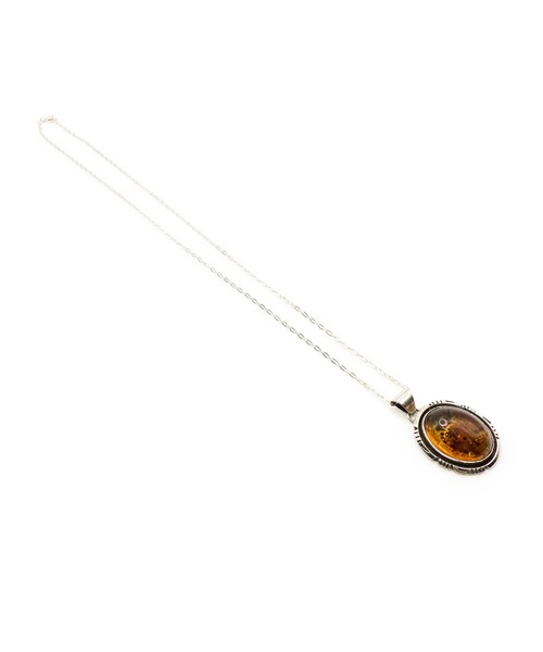 Indian Jewelry（インディアンジュエリー）の「THEATER シアターセレクト オーバルデザインアンバーアズキチェーンネックレス 45cm Made in USA（ネックレス・メンズ・シルバー・FREE）」の2枚目の写真
