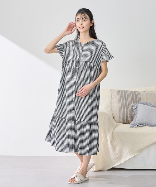 Rosemadame(ローズマダム)の「シャーリング ジャガードネグリジェ/ ワンピースパジャマ(産前・産後対応 マタニティ&授乳服 ルームウェア)(マタニティウェア/グッズ・レディース・ブラック×ホワイト/サックスブルー/オレンジ・LL/L/M)」の22枚目の写真