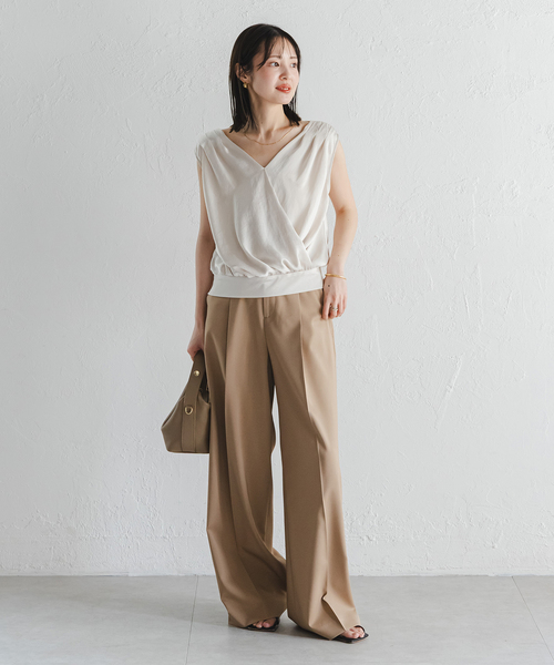 セール】《追加》【洗える】ミューズサテンギャザーボリュームブラウス