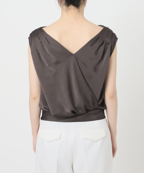 【新品未使】ミューズサテンギャザーボリュームブラウス 追加》【洗える】ミューズサテンギャザーボリュームブラウス（シャツ