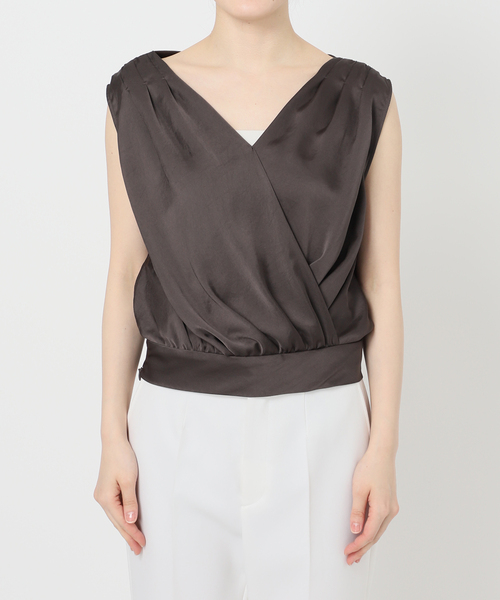 【新品未使】ミューズサテンギャザーボリュームブラウス 新品未使】ミューズサテンギャザーボリュームブラウス 追加