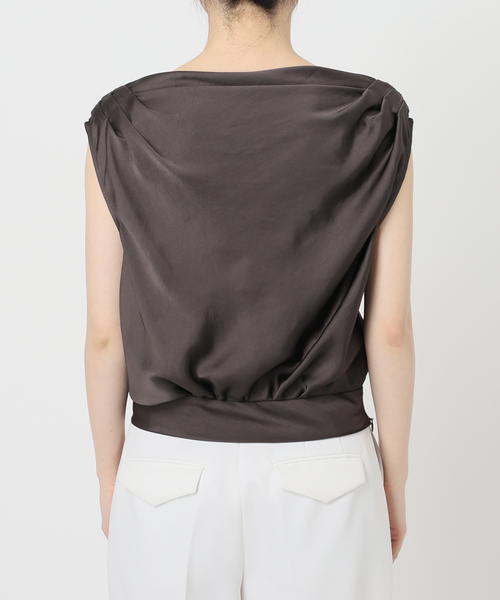 追加》【洗える】ミューズサテンギャザーボリュームブラウス（シャツ