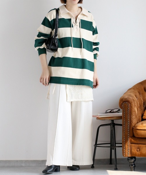 cepo(セポ)の「レースアップラガーTee(Tシャツ/カットソー・レディース・ブラック系その他/グリーン系その他・M)」の20枚目の写真