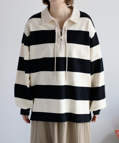 cepo(セポ)の「レースアップラガーTee(Tシャツ/カットソー・レディース・ブラック系その他/グリーン系その他・M)」の6枚目の写真