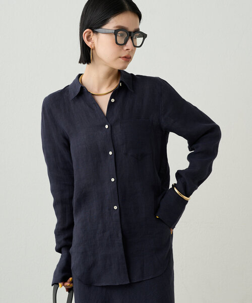 新品　Loungedress バックロゴシャツブルゾン　カーキ　ラウンジドレス Loungedress】バックロゴシャツブルゾン | OUTLET(アウトレット