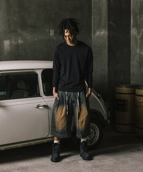 REDKAP バギーショーツ バギーパンツ ブラック L セール】RED KAP/レッドキャップ 別注 2TUCK BAGGY WIDE DENIM SHORTS