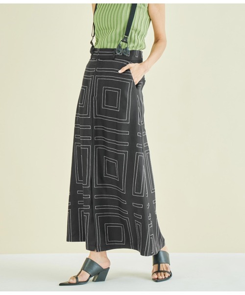 セール】スクエアー刺繍 サスペンダー付き フレア スカート（スカート