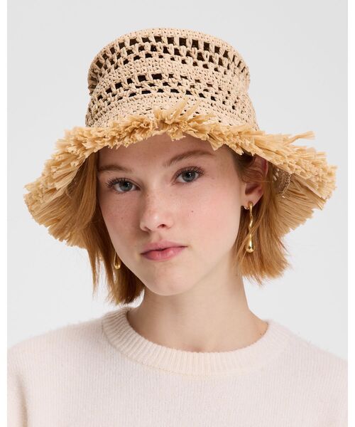 kate spade new york(ケイトスペード ニューヨーク)の「フリンジ スペード クロシェ(ハット・レディース・アイボリー・ONE)」の4枚目の写真