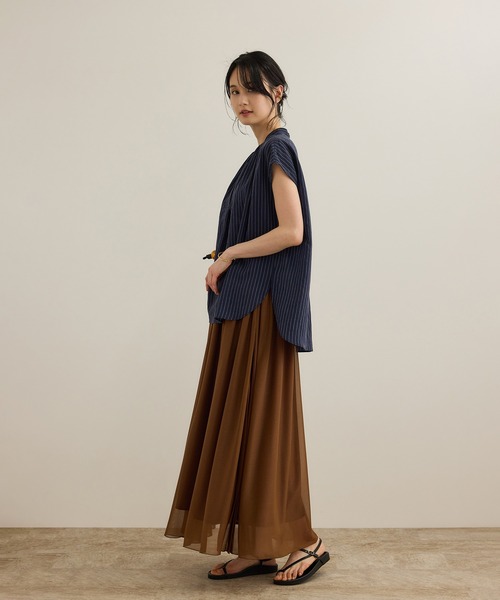 ROPE'(ロペ)の「【洗える】キュプラシルク フレンチスリーブブラウス(シャツ/ブラウス・レディース・ネイビー/ホワイト/ベージュ/ピンク系その他2・FREE)」の6枚目の写真