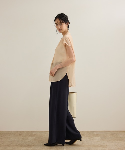 ROPE'(ロペ)の「【洗える】キュプラシルク フレンチスリーブブラウス(シャツ/ブラウス・レディース・ネイビー/ホワイト/ベージュ/ピンク系その他2・FREE)」の10枚目の写真