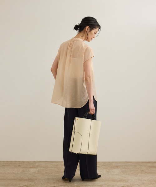 ROPE'(ロペ)の「【洗える】キュプラシルク フレンチスリーブブラウス(シャツ/ブラウス・レディース・ネイビー/ホワイト/ベージュ/ピンク系その他2・FREE)」の11枚目の写真