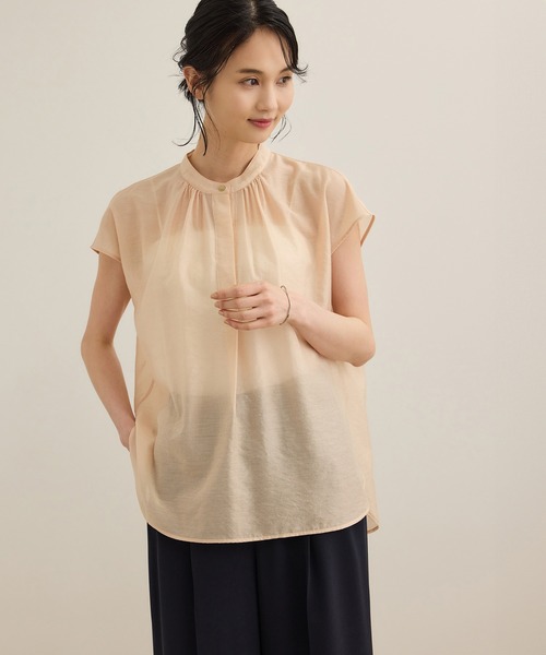 ROPE'(ロペ)の「【洗える】キュプラシルク フレンチスリーブブラウス(シャツ/ブラウス・レディース・ネイビー/ホワイト/ベージュ/ピンク系その他2・FREE)」の13枚目の写真