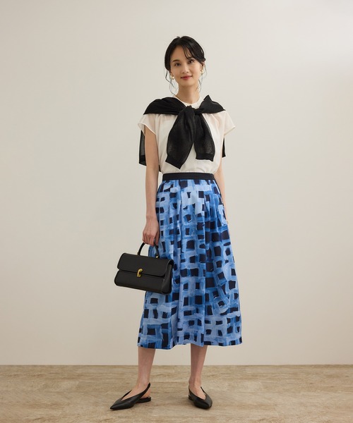 ROPE'(ロペ)の「【洗える】キュプラシルク フレンチスリーブブラウス(シャツ/ブラウス・レディース・ネイビー/ホワイト/ベージュ/ピンク系その他2・FREE)」の14枚目の写真