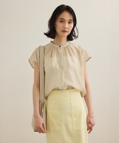 ROPE'(ロペ)の「【洗える】キュプラシルク フレンチスリーブブラウス(シャツ/ブラウス・レディース・ネイビー/ホワイト/ベージュ/ピンク系その他2・FREE)」の20枚目の写真