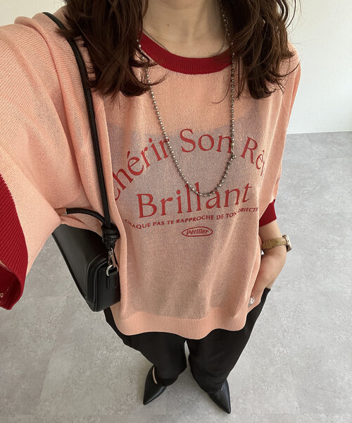 Another Branch olive des olive（アナザーブランチオリーブデオリーブ）の「【大人カジュアルにも】【品のある透け感】シアロゴアソートプルオーバー（Tシャツ/カットソー・レディース・ブルー/グリーン/ネイビー/イエロー系その他/ピンク系その他/ブルー系その他・FREE）」の6枚目の写真