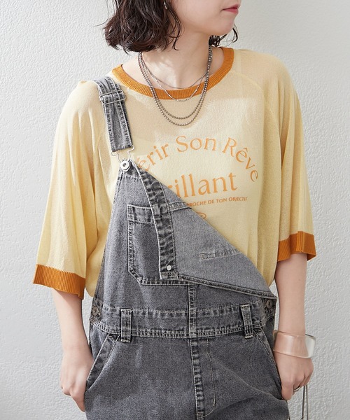 Another Branch olive des olive（アナザーブランチオリーブデオリーブ）の「【大人カジュアルにも】【品のある透け感】シアロゴアソートプルオーバー（Tシャツ/カットソー・レディース・ブルー/グリーン/ネイビー/イエロー系その他/ピンク系その他/ブルー系その他・FREE）」の5枚目の写真