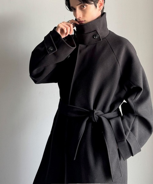 セール】魅せ方、自由自在。襟2way比翼仕立てニットメルトンスタンド