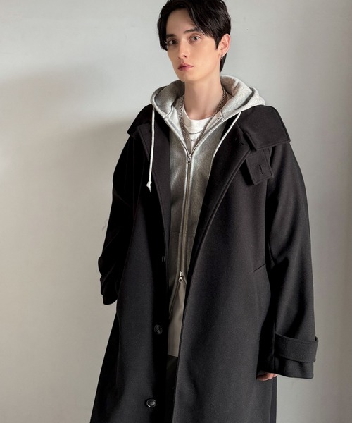 セール】魅せ方、自由自在。襟2way比翼仕立てニットメルトンスタンド