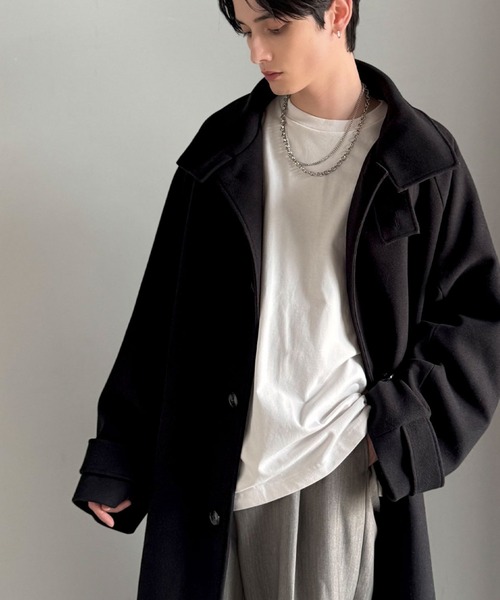 セール】魅せ方、自由自在。襟2way比翼仕立てニットメルトンスタンド