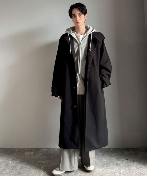 セール】魅せ方、自由自在。襟2way比翼仕立てニットメルトンスタンド