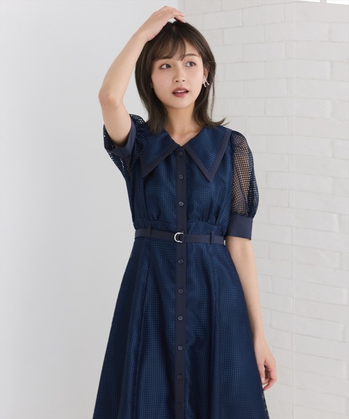 REDYAZEL（レディアゼル）の「ビッグカラースクエアレースワンピース（ワンピース・レディース・ネイビー/オフホワイト/ベージュ・FREE）」の14枚目の写真