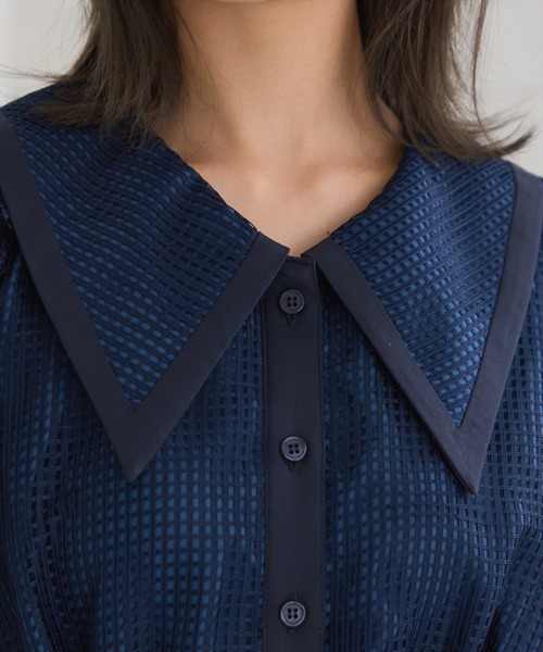 REDYAZEL（レディアゼル）の「ビッグカラースクエアレースワンピース（ワンピース・レディース・ネイビー/オフホワイト/ベージュ・FREE）」の15枚目の写真