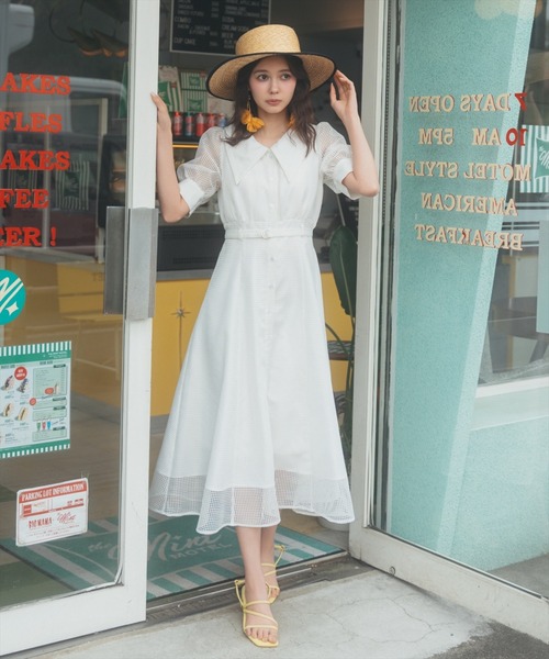 REDYAZEL（レディアゼル）の「ビッグカラースクエアレースワンピース（ワンピース・レディース・ネイビー/オフホワイト/ベージュ・FREE）」の4枚目の写真